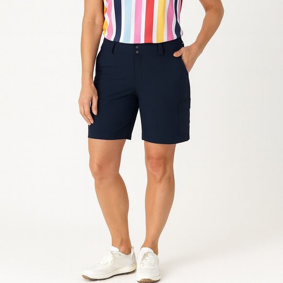 Willit Sports Deep Blue Outdoor Pro 7" Flat Front Shorts Womens Size 10 NWT - Picture 1 of 15